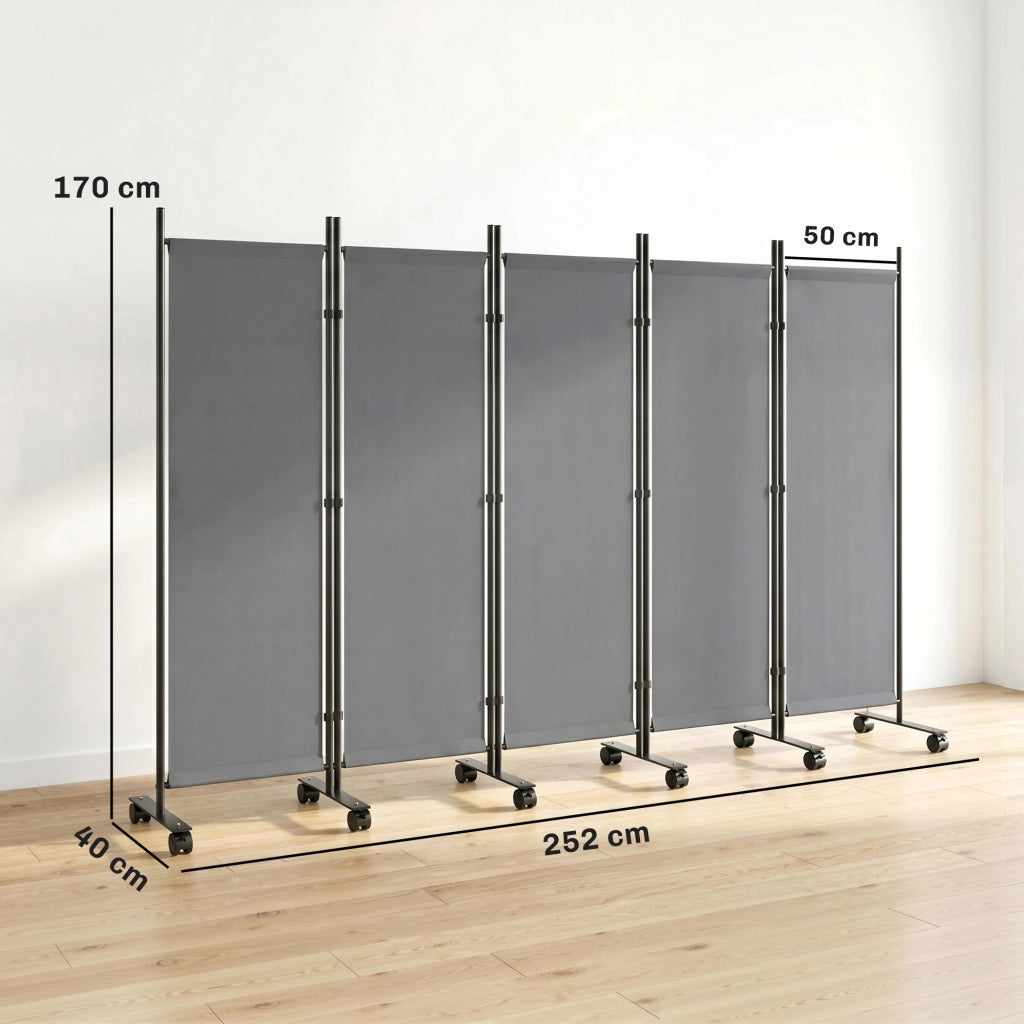 Paravento 5 pannelli ¨C Minimal ¨C Grigio scuro 252x40 cm