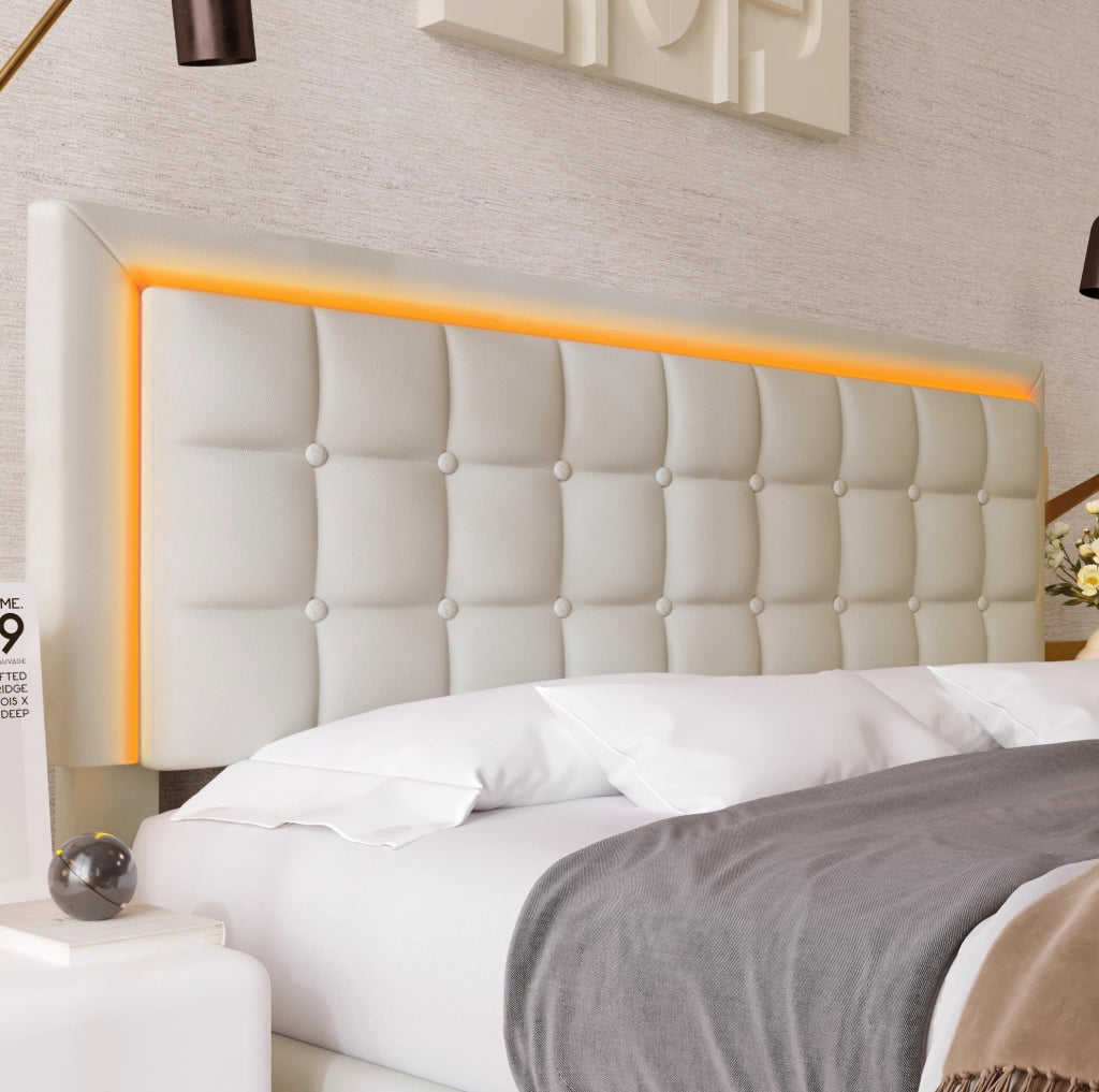 Letto matrimoniale con LED, contenitore e materasso incluso 140x200 cm