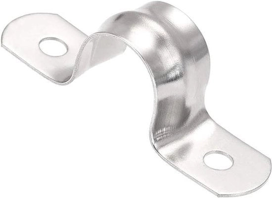 Ferramento di fissaggio - Fermo cavo - 201 Acciaio inossidabile - 14mm (0,55") - Tubo rigido con 2 fori U - Clip di fissaggio tubo - Ossia tubo - Adatto per tubi - Argento - 25pz