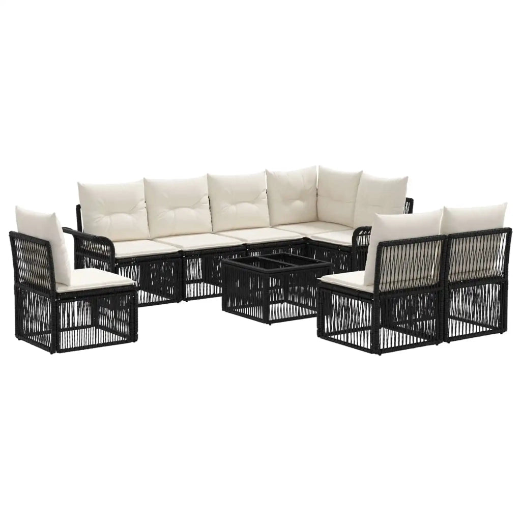 Set Divano da Giardino 9 pz Nero polyrattan 3434848