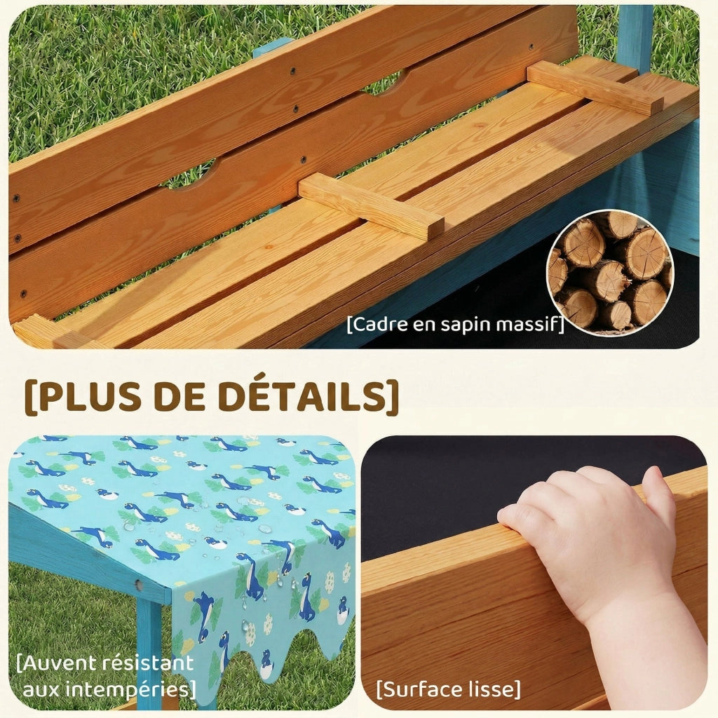 Sandbox in legno con coperchio e sedile pieghevole ¨C Minimal ¨C blu