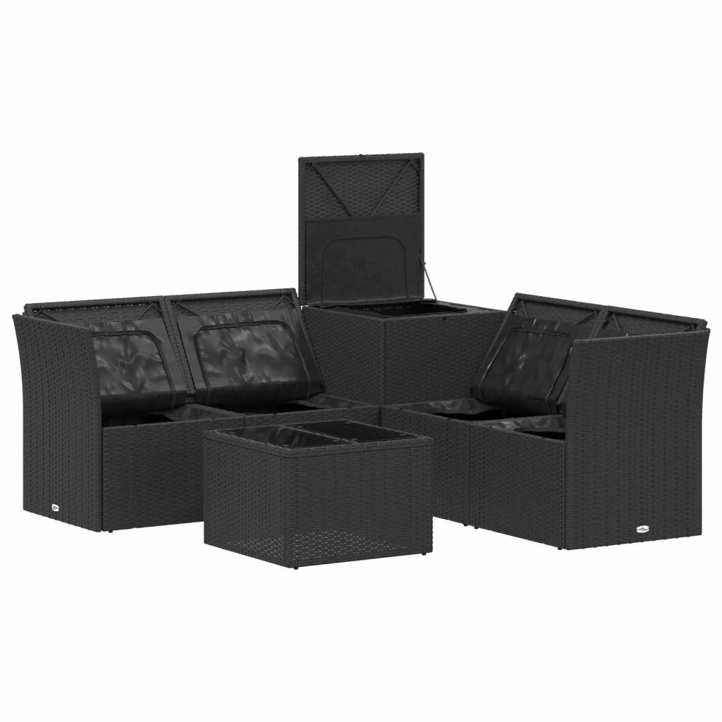Set di divani 6 pz Nero e Blu 55 x 55 x 37 cm 3447339