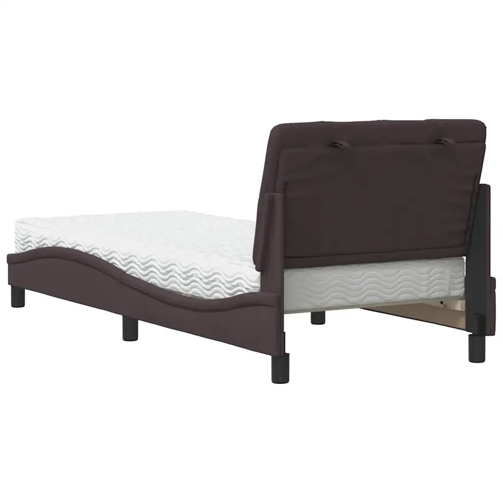 Letto con Materasso Marrone Scuro 90x190 cm in Tessuto