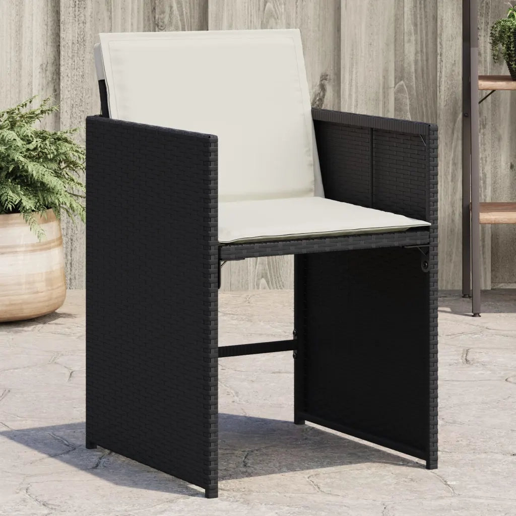 Sedie da Giardino con Cuscini 4 pz | Sedie da Esterno Nere in Polyrattan