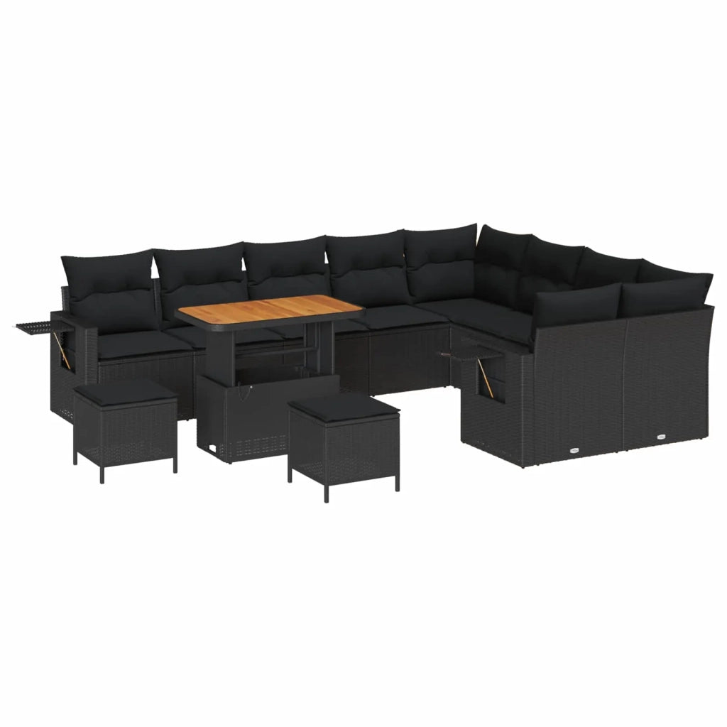 Set Divano da Giardino 12 pcs Nero polyrattan 3361784