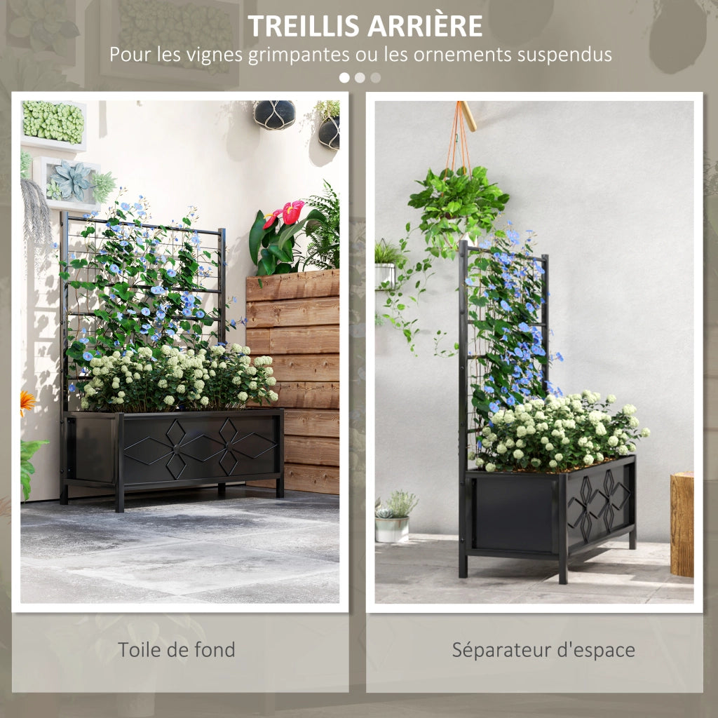 Fioriera Rialzata per Giardino con Griglia ¨C Minimal ¨C Nero Acciaio Galvanizzato 90x40x120 cm