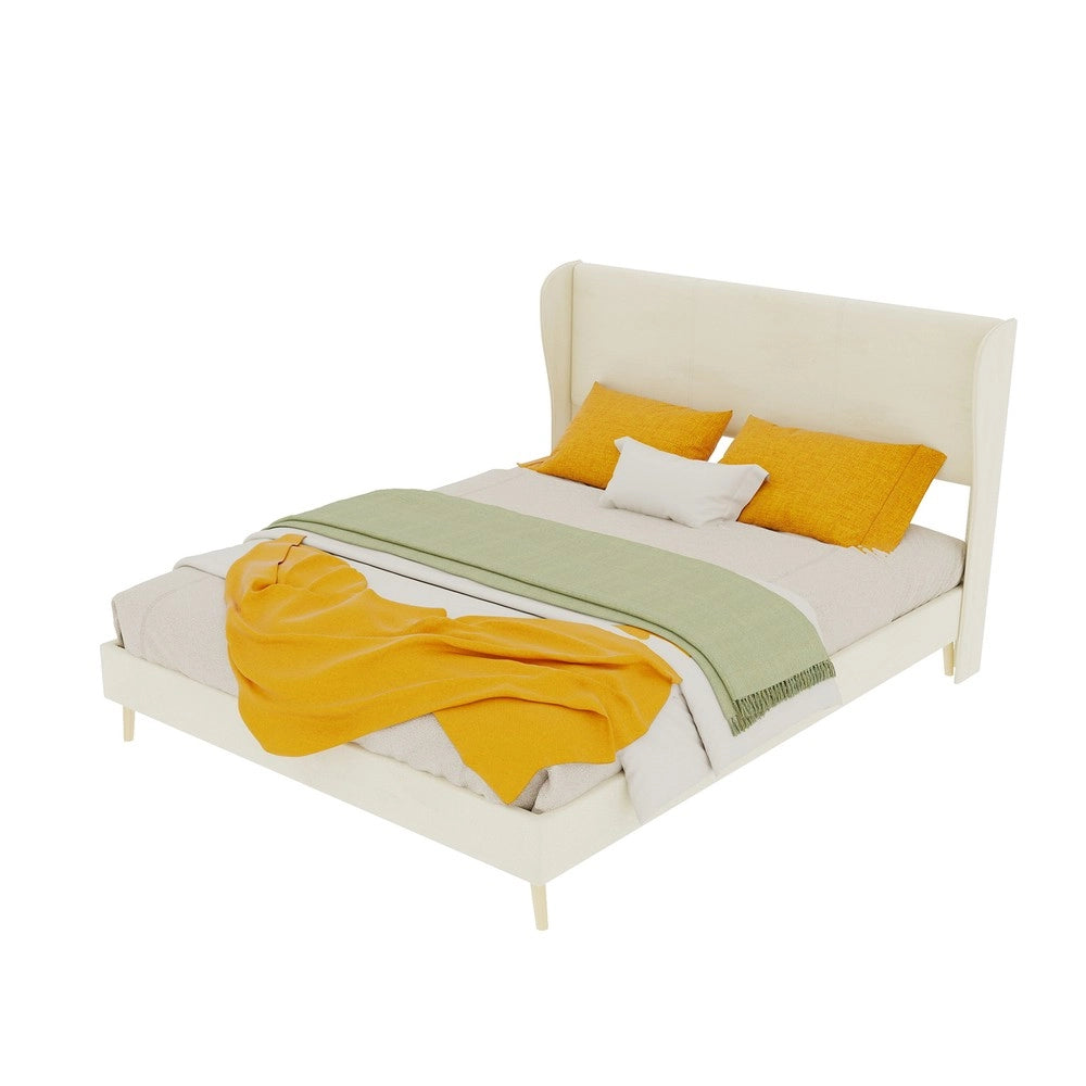Letto Imbottito con Testiera Morbida e Materasso ¨C MINIMAL ¨C Beige 140x200