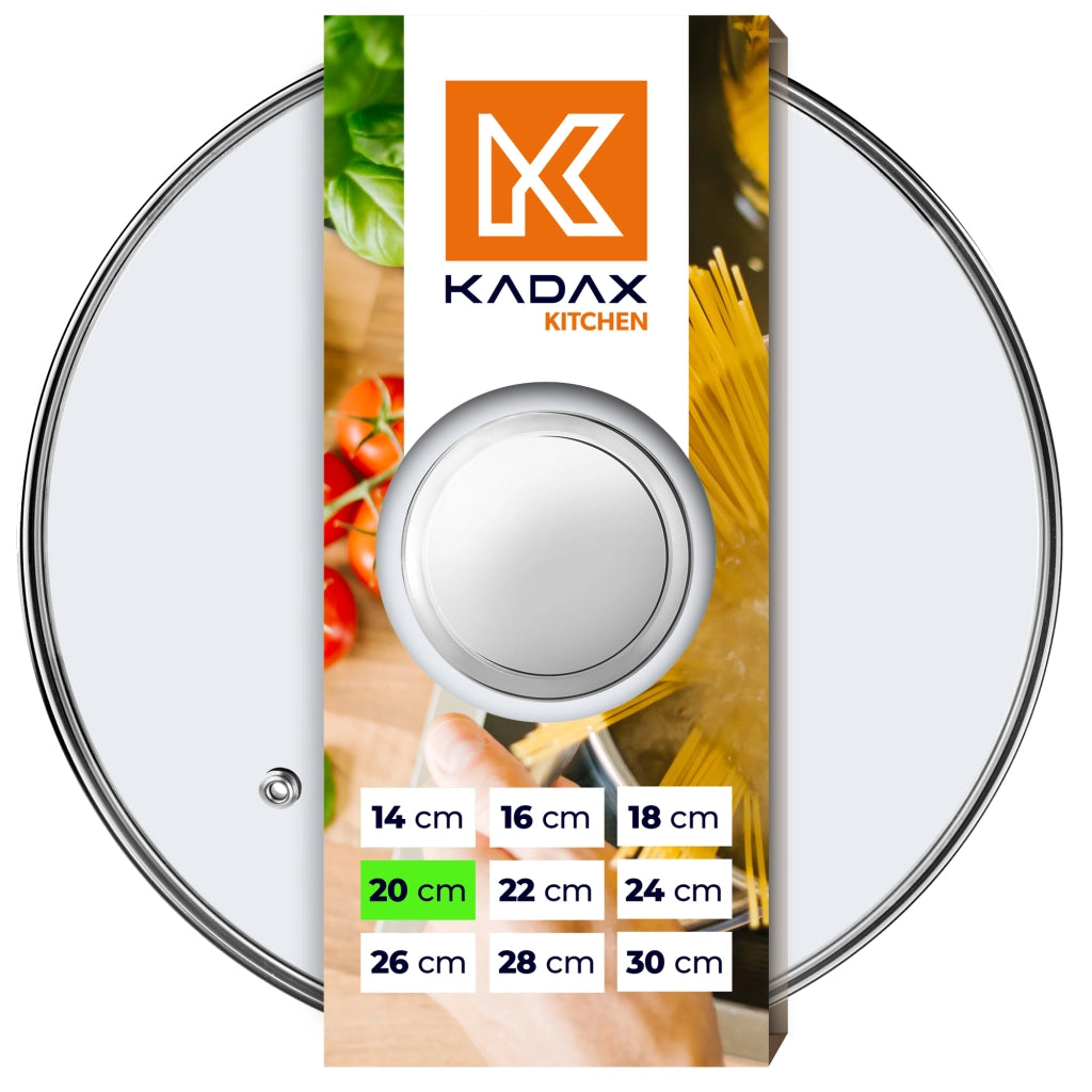 Coperchio in vetro KADAX da 20 cm, universale, resistente al calore, per pentole e padelle.