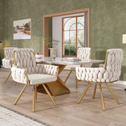 Sedia da Pranzo Girevole in Velluto ¨C Xylo ¨C Set 4 Pezzi, Gambe in Metallo, Beige