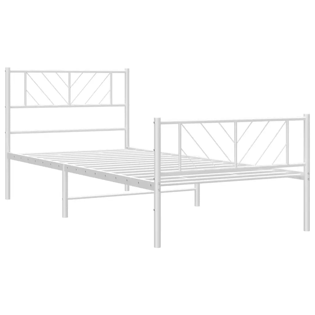 Giroletto con Testiera e Pediera Metallo Bianco 107x203 cm 372242