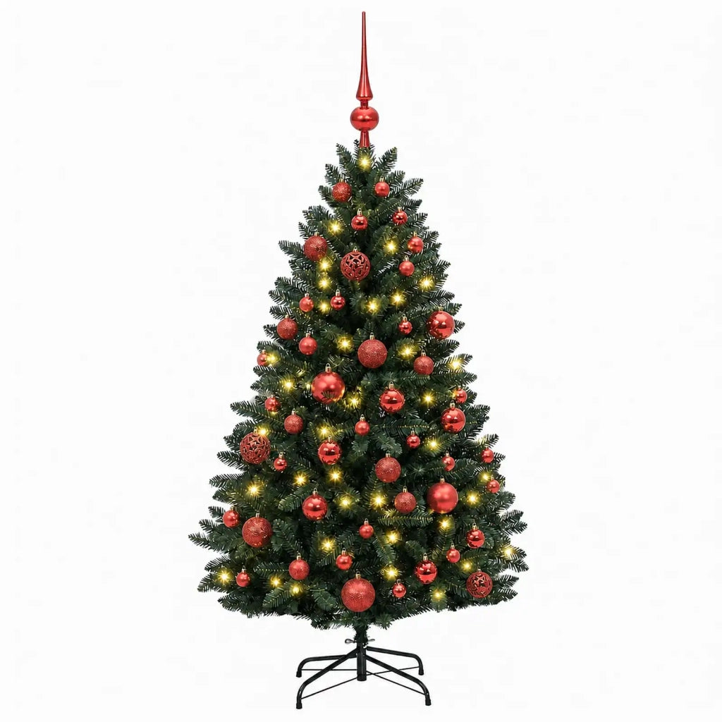 Albero di Natale artificiale verde scuro con palline 150 cm 3465920