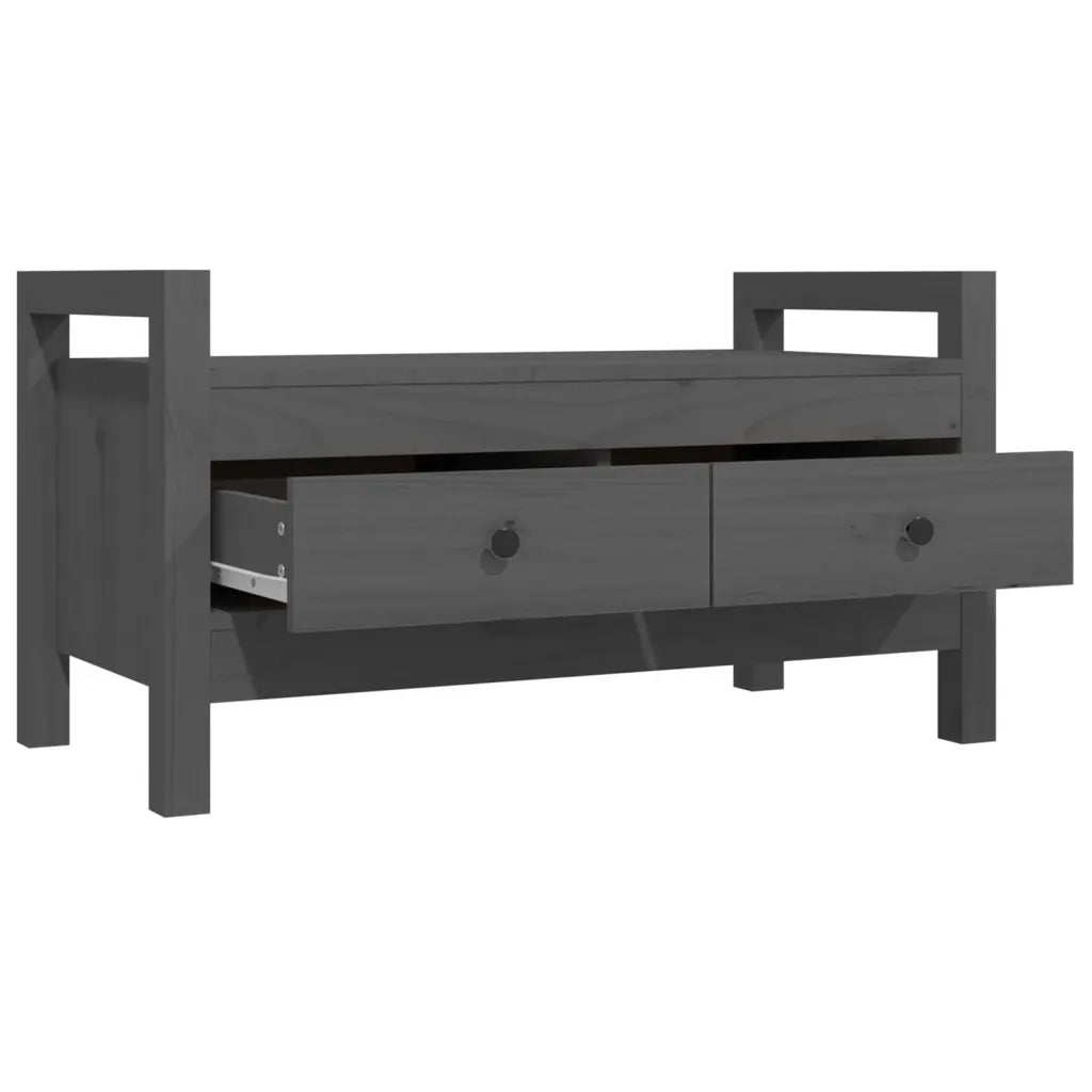 Panca da ingresso-Sgabello-Panca da Corridoio Grigio 80x40x43 cm in Legno Massello di Pino