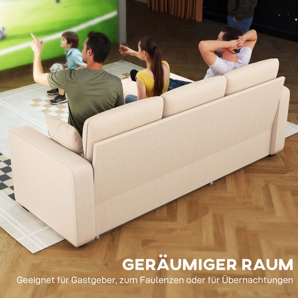 Divano letto angolare con contenitore e cuscini ¨C Minimal ¨C Beige