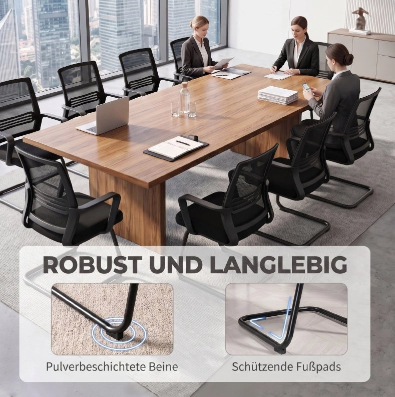 Set di 2 sedie ergonomiche da scrivania senza ruote con struttura a slitta, imbottite, nere, per sala d'attesa e reception