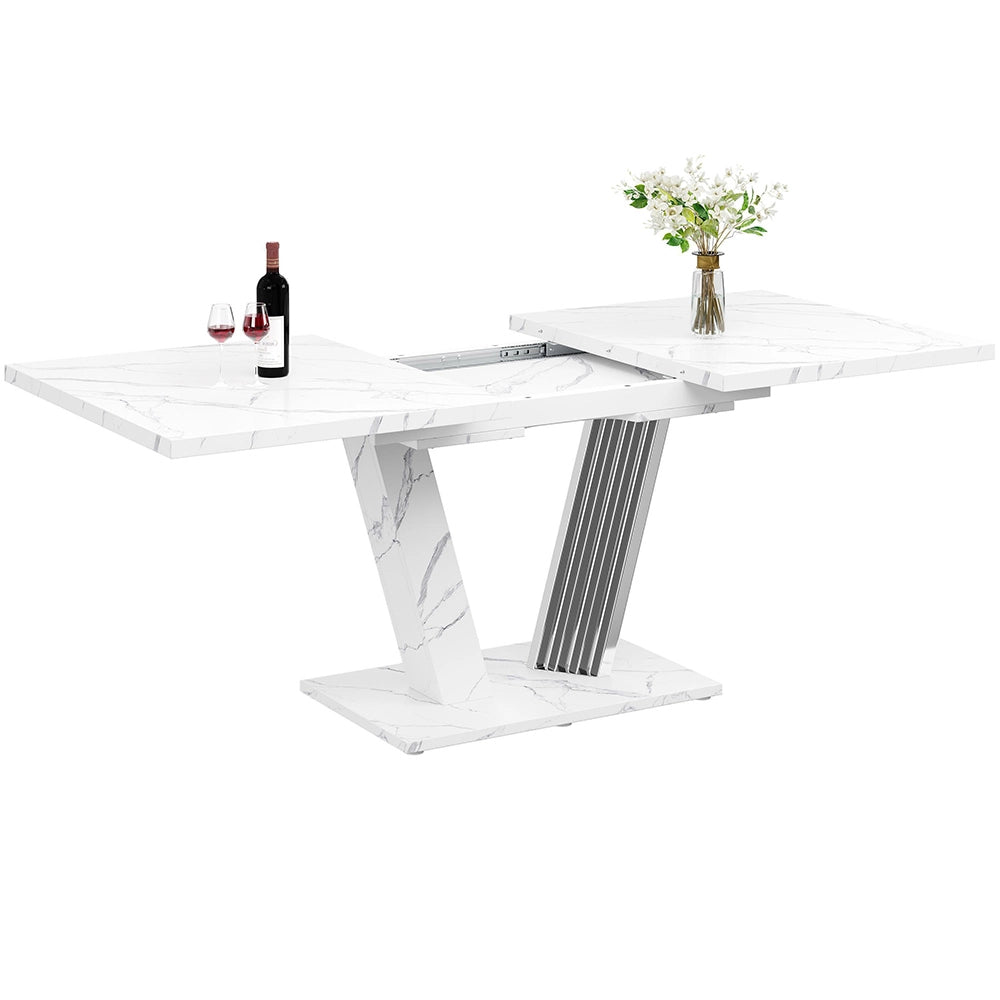 Tavolo allungabile in marmo - Xylo - 120-160x80x76 cm - Pi¨¨tement a farfalla