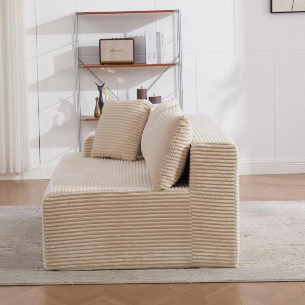 Divano compatto, divano modulare, tessuto chenille, schiuma ad alta elasticità 30D, base antiscivolo, 2 posti, beige