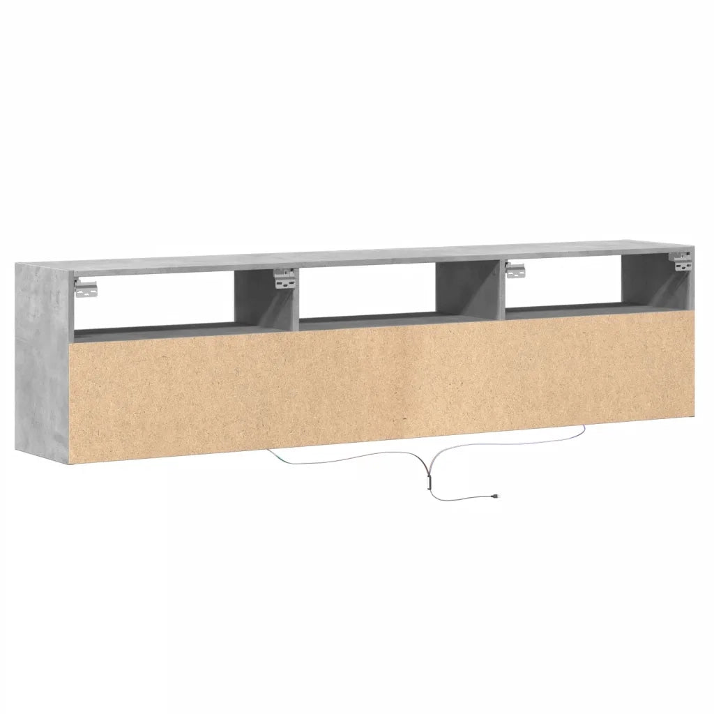Mobile TV a Parete | Armadietto TV | Mobile Porta TV con LED Grigio Cemento 180x31x45 cm