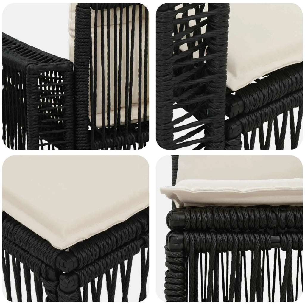 Set Divano da Giardino 8 pz Nero e Bianco Crema polyrattan 3435214