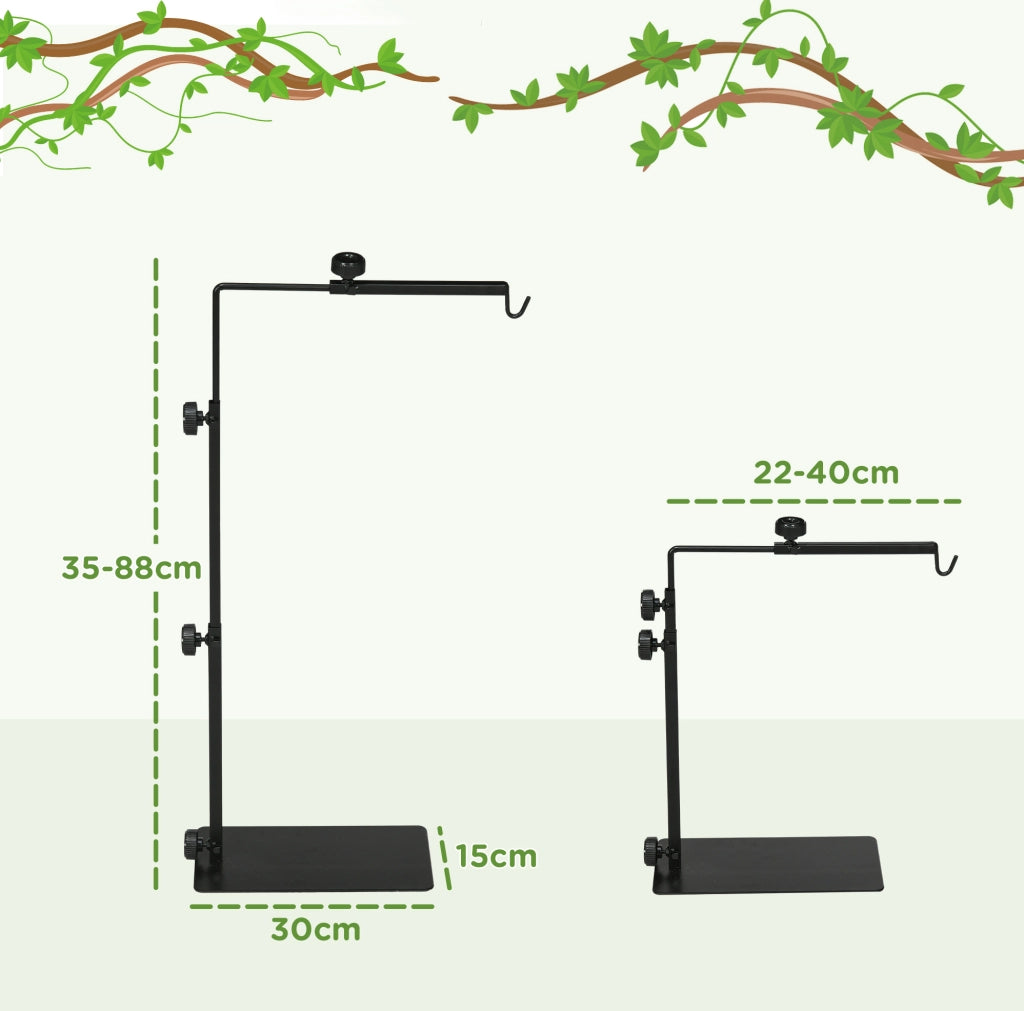 Supporto per lampada riscaldante da terrario 40x15x95 cm in acciaio nero