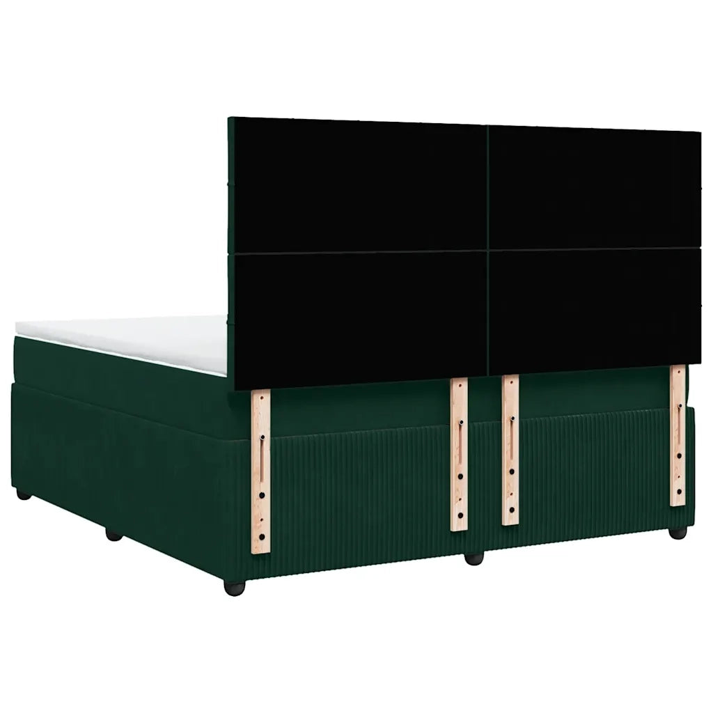 Giroletto a Molle con Materasso Verde Scuro 180x200 cm Velluto