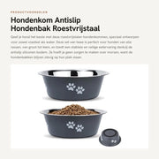 Set di Ciotole per Cani in Acciaio Inossidabile da 2 - Base Antiscivolo - Ciotola per Cibo/Ciotola per Acqua - Resistente e Respingente - Adatto per Cani di Dimensioni Grande/Media/Piccola - Mangiatoia per Cani
