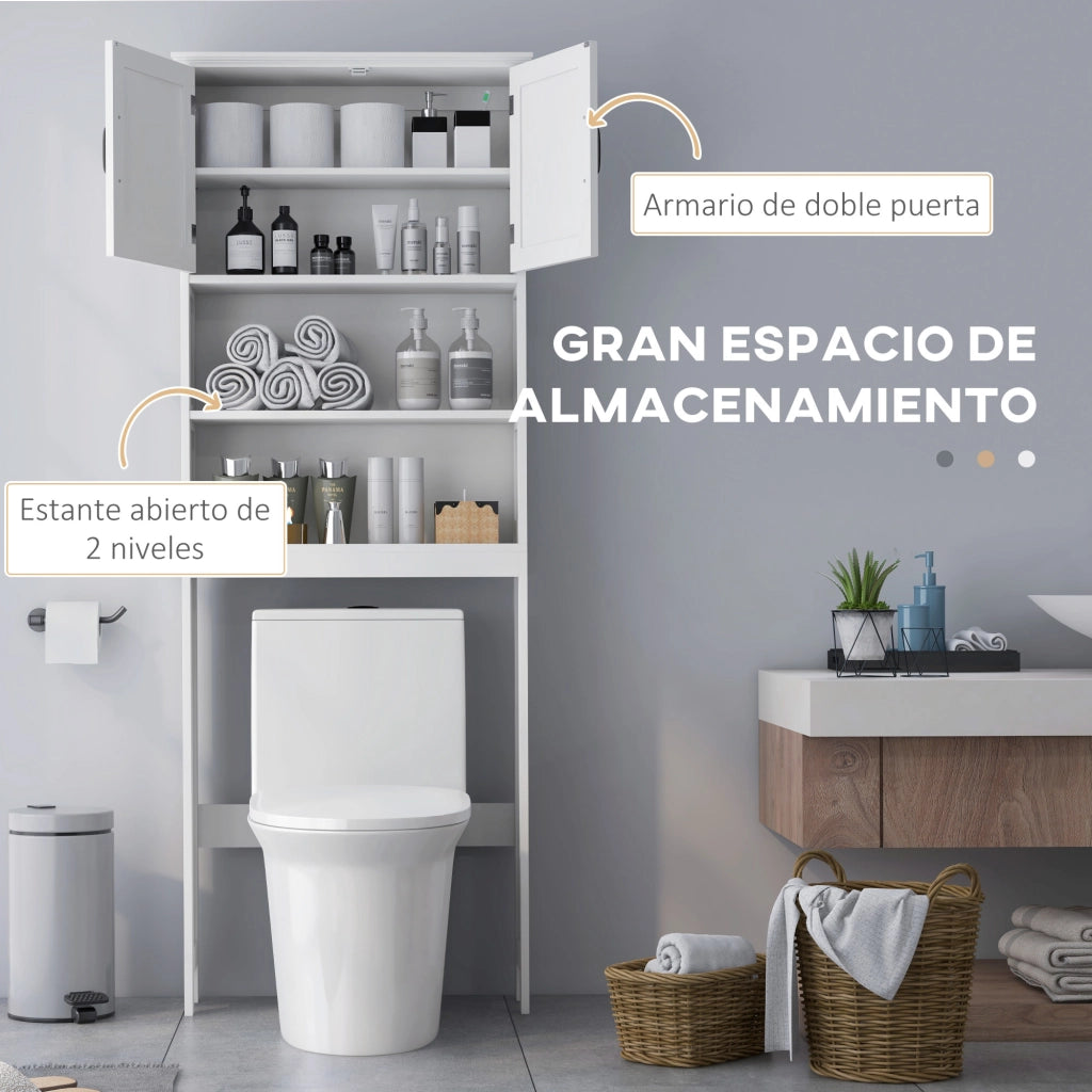 Mobiletto Sospeso per Bagno con 2 Ante e Ripiano Regolabile ¨C Minimal ¨C 66x23x178 Bianco