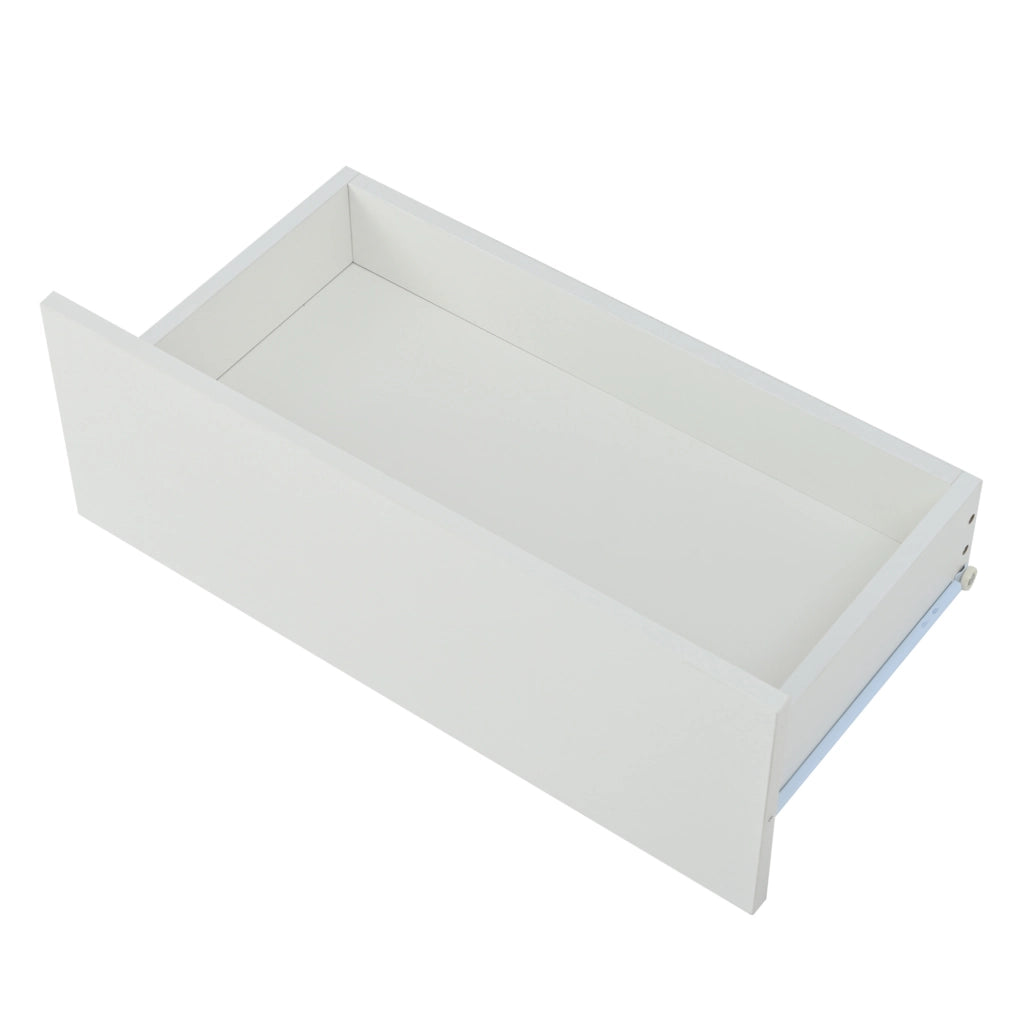 Mobile TV LED 180x40x46 cm con 2 cassetti e ripiani in vetro temperato bianco HOMVRA