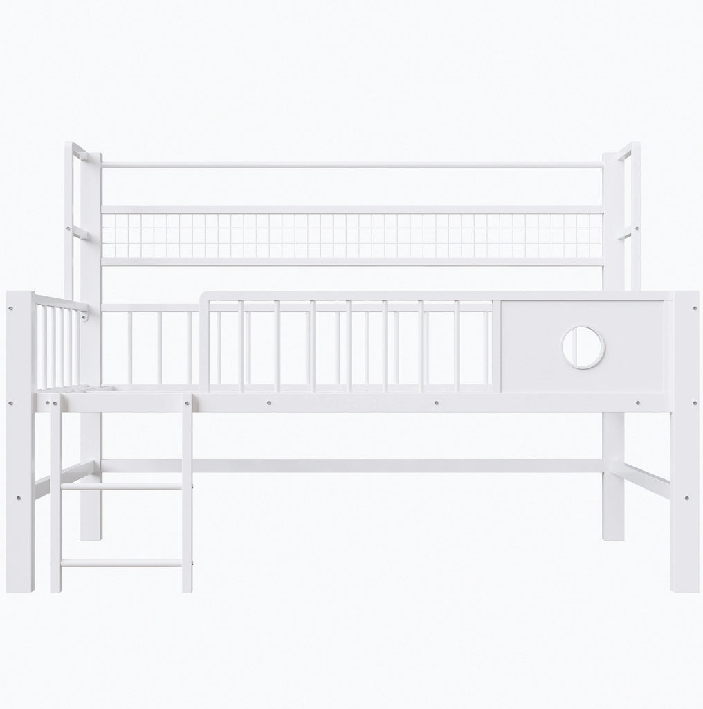 Letto a soppalco basso per bambini 90x200 cm in metallo bianco HOMVRA