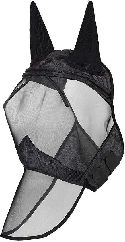 Capote per cavallo anti-zanzare, maschera anti-zanzare, protezione UV, schermo solare anti-insetti, per orecchie e naso, nero, 64*55*89cm