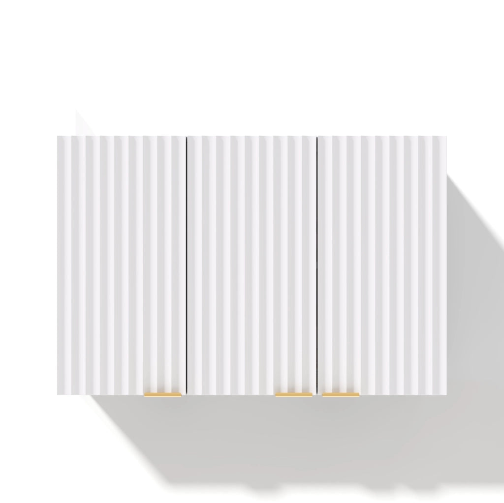 Mobile pensile da cucina 90x29x60 cm con 3 ante in MDF bianco