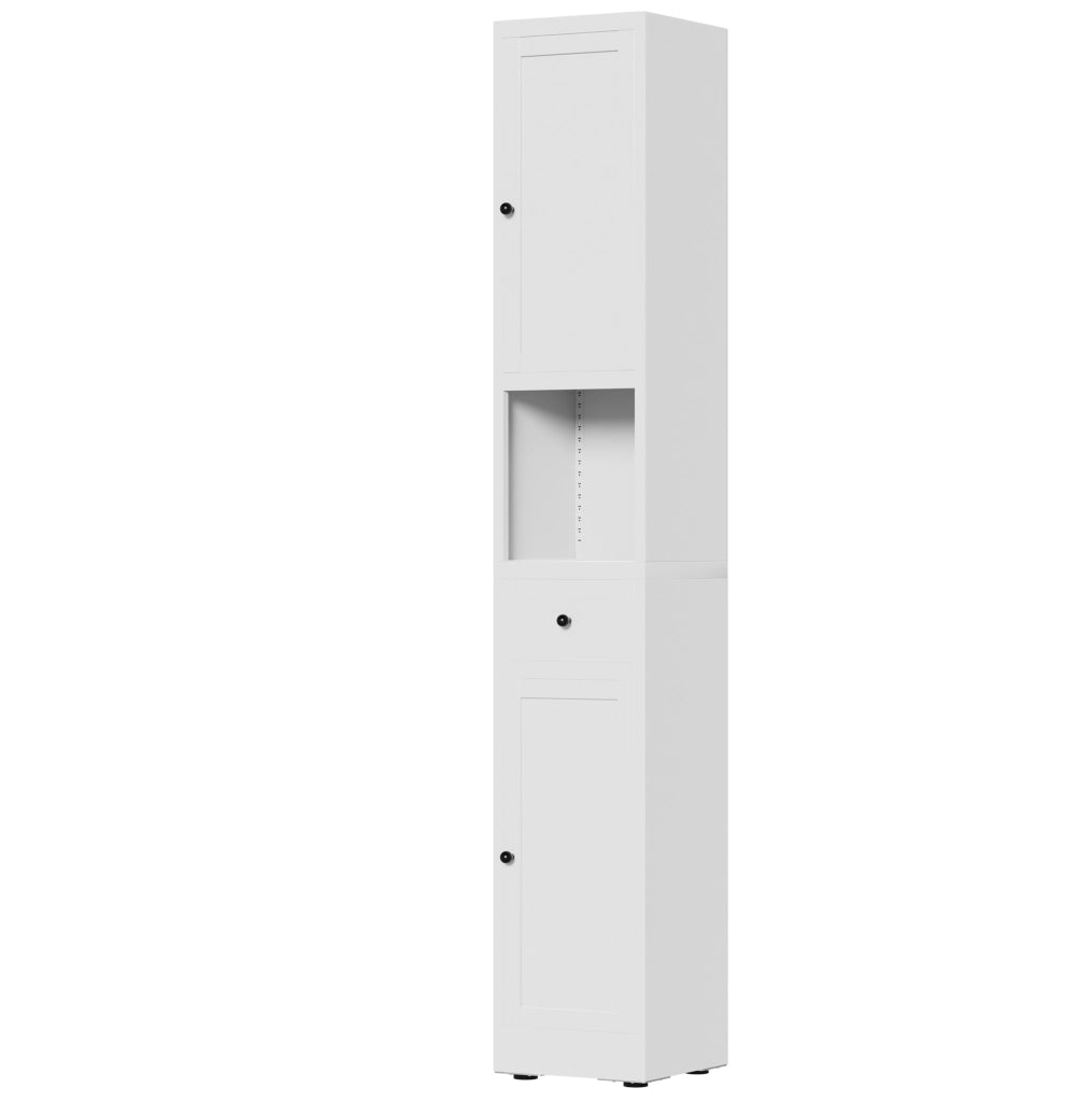 Armadio stretto da bagno in metallo bianco a 5 livelli con 2 ante; 30x30x180;34 cm