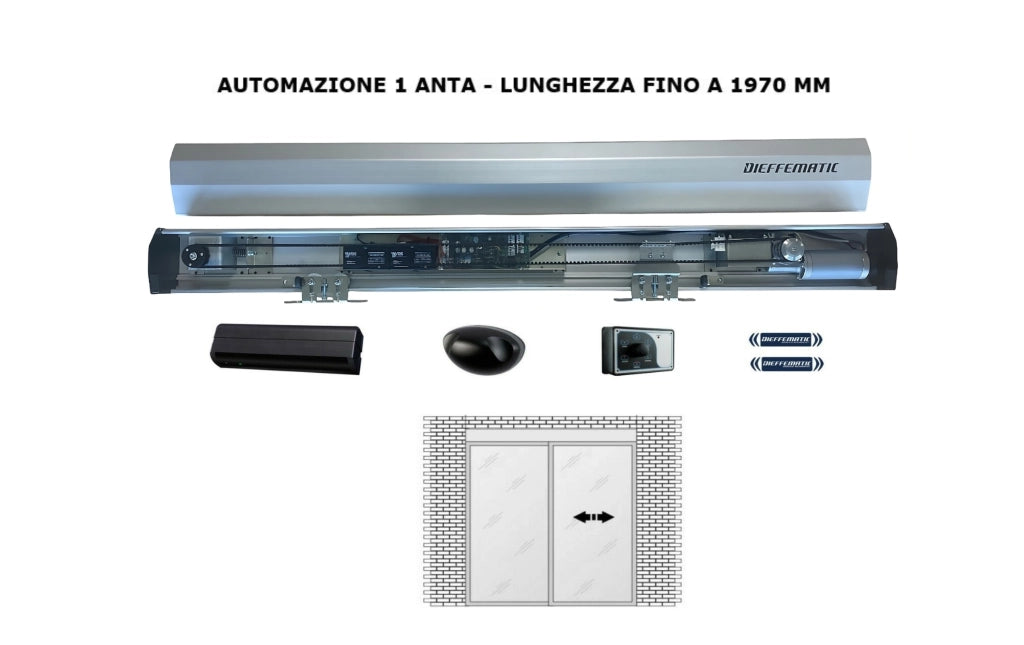 PORTA AUTOMATICA A VETRI 1 ANTA FINO A 197 CM 24V COMPATIBILE CON BFT
