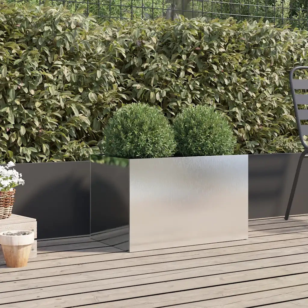 Fioriera | Cassetta per fiori | Vaso Argento 62x40x39 cm in Acciaio Inox