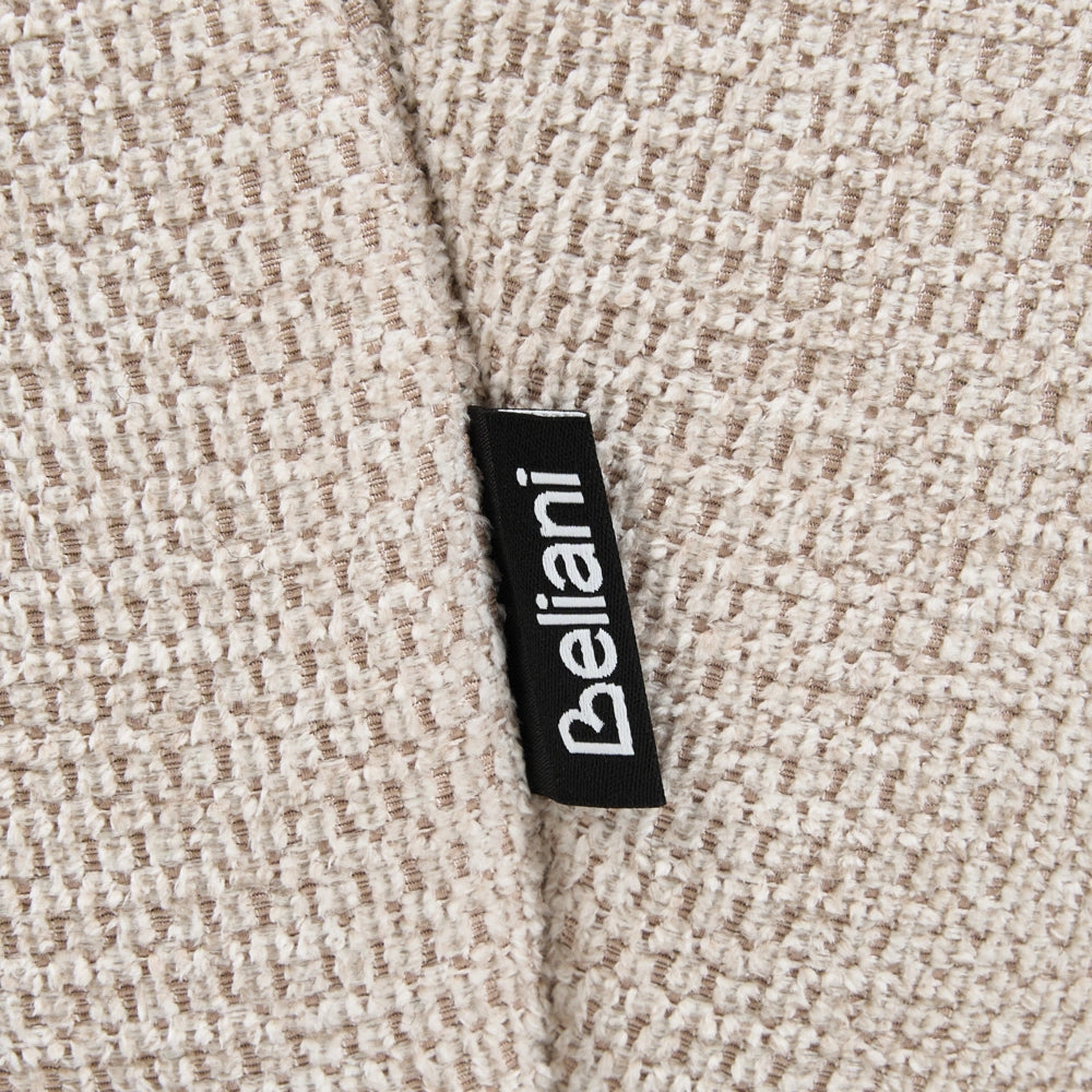 Poltrona Girevole Imbottita in Tessuto Beige Chiaro con Schienale Alto