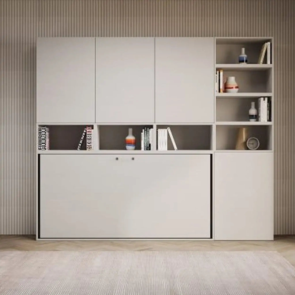 Letto singolo a scomparsa Kando comp.E con materasso bianco frassino