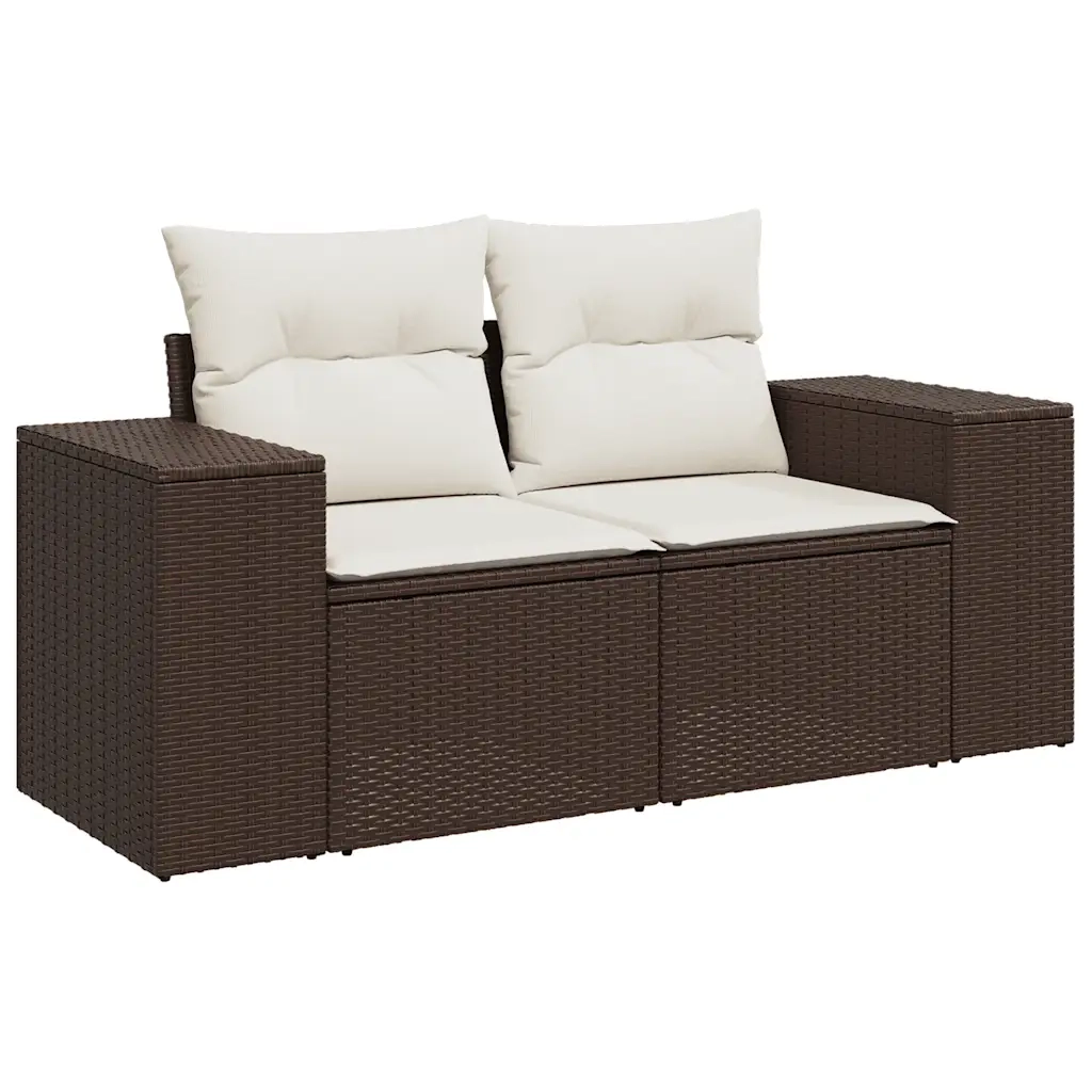 Set Divano da Giardino 3 pz con Cuscini-Sofa da Giardino-Divanetto da esterno Marrone in Polyrattan 827848