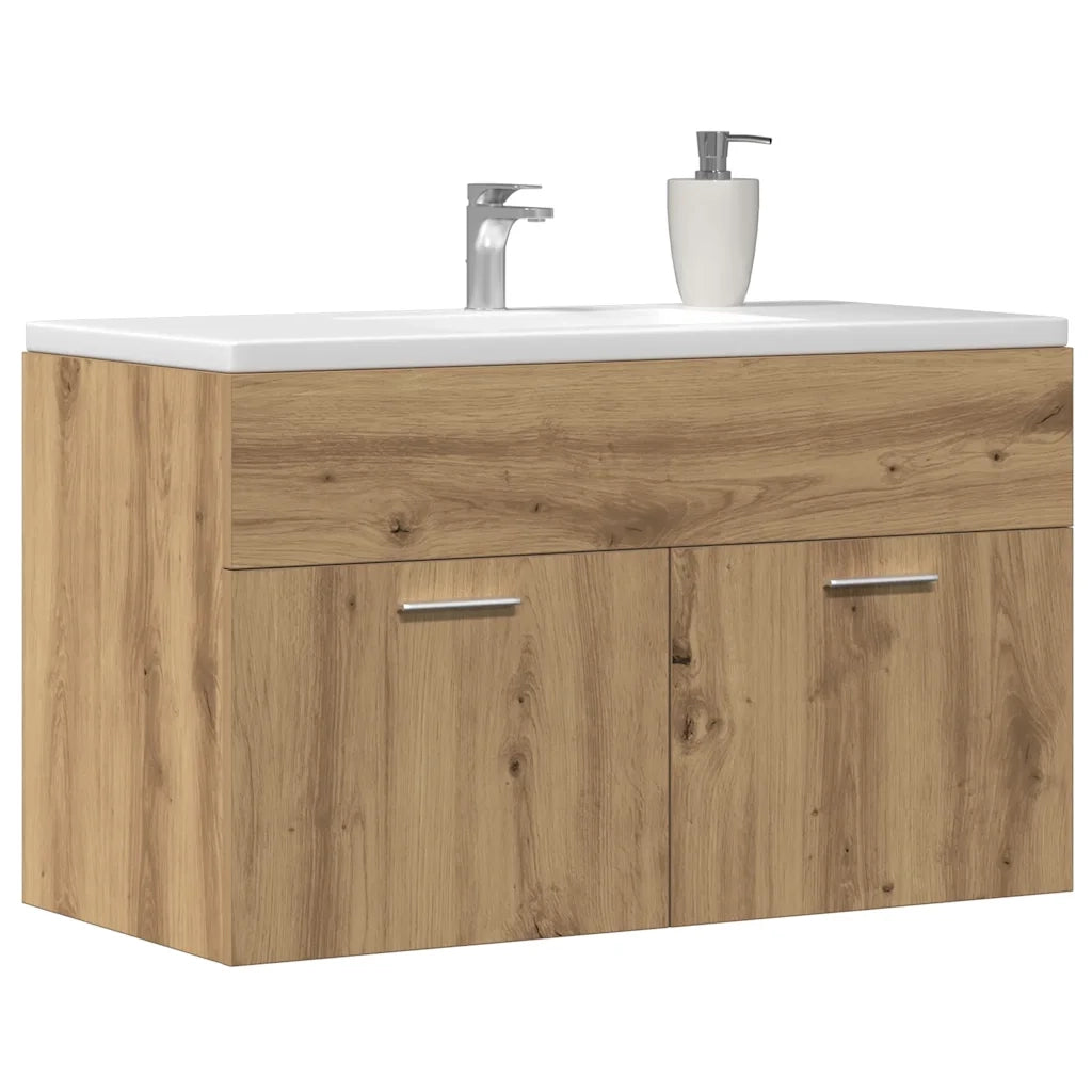 Mobile Lavabo Bagno-Armadietto da bagno Rovere Artigianale 90x38,5x46cm Multistrato