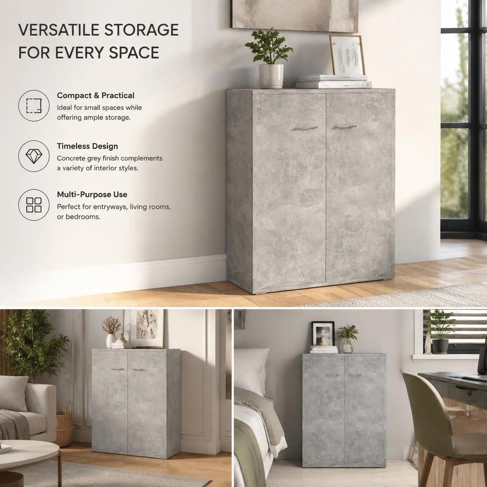 Sideboard Concrete Grey 60x30x75 Cm Wood Material