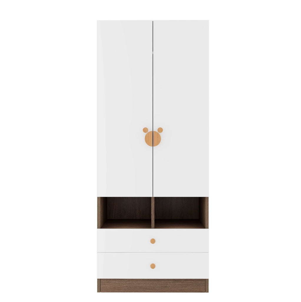 Armadio 70x50x170 cm in MDF e compensato, legno/bianco, 2 cassetti