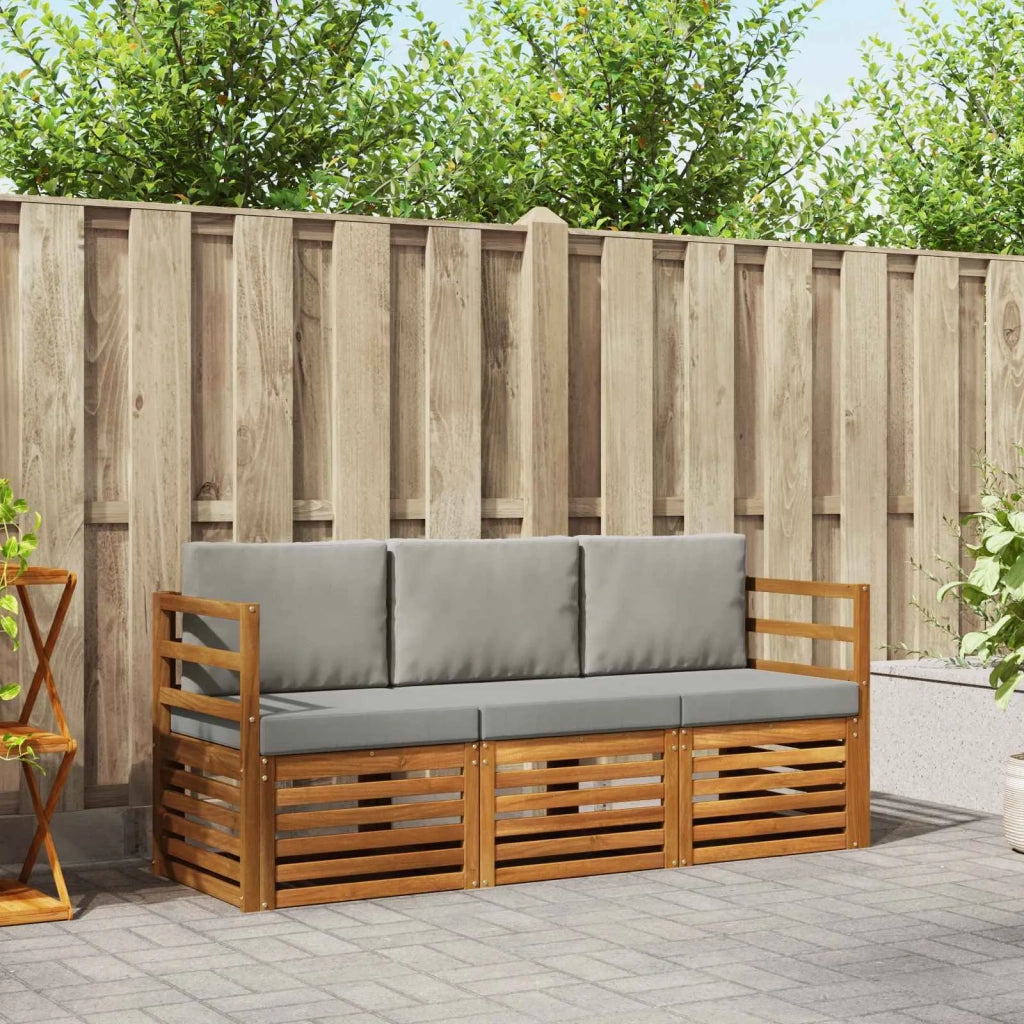 Set divani con cuscino 3 pcs Grigio Naturale e Chiaro 3374271