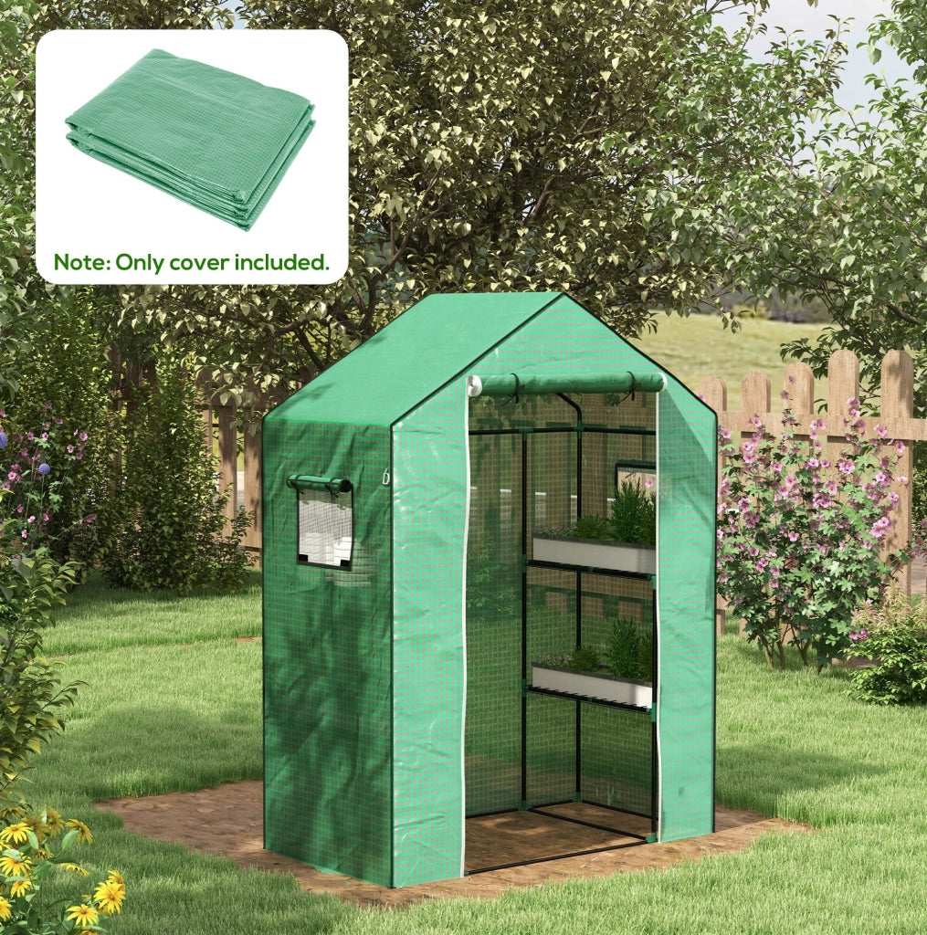 Telo di ricambio per serra 140x73x190 cm con porta e finestre