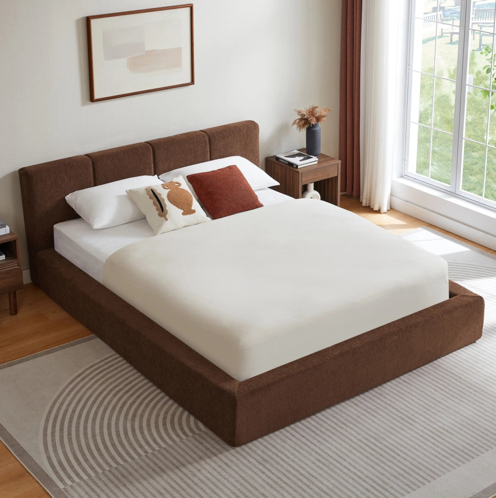 Telaio letto 160x200 cm con testiera imbottita e struttura in acciaio rinforzato, senza materasso