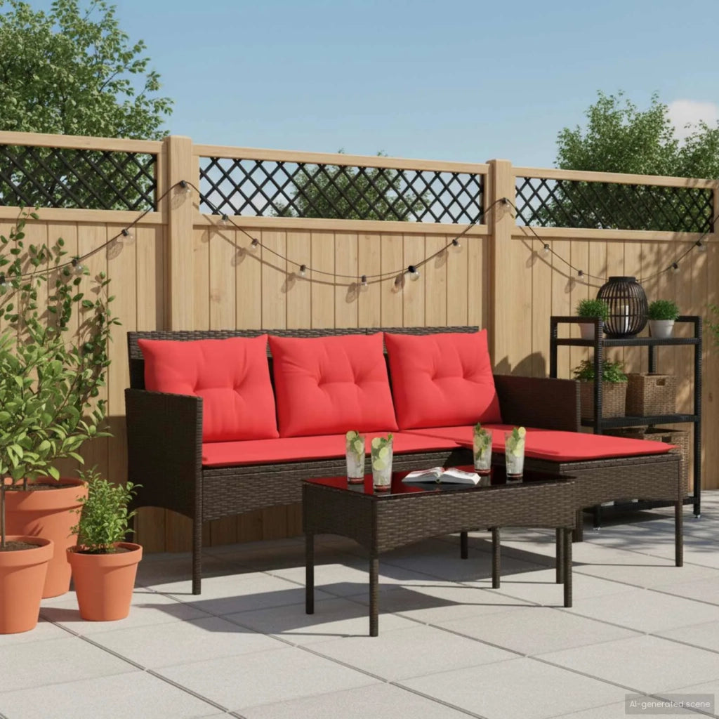 Set Divano da Giardino 2 pcs Marrone e Rosso polyrattan 4103809