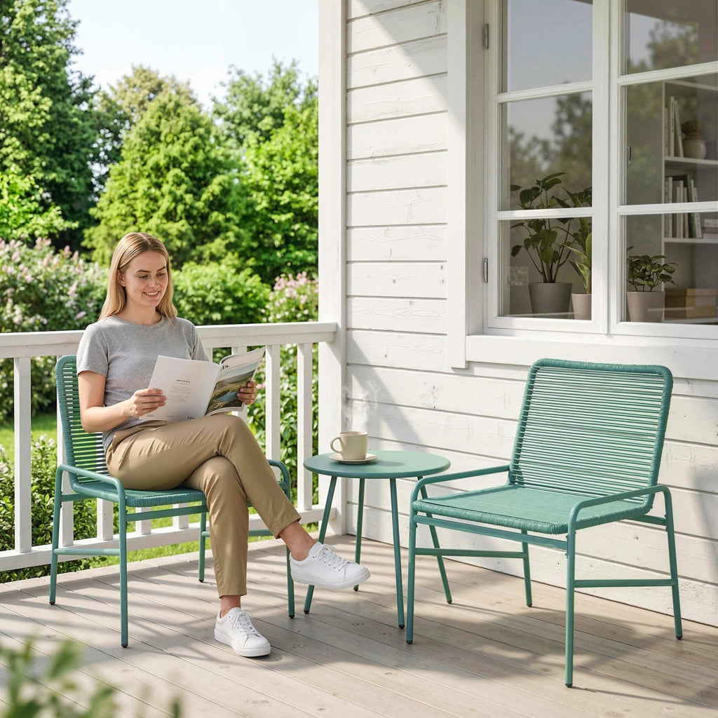 Set 3 Pezzi Sedie e Tavolo da Giardino in Rattan ¨C ZephMum ¨C Verde