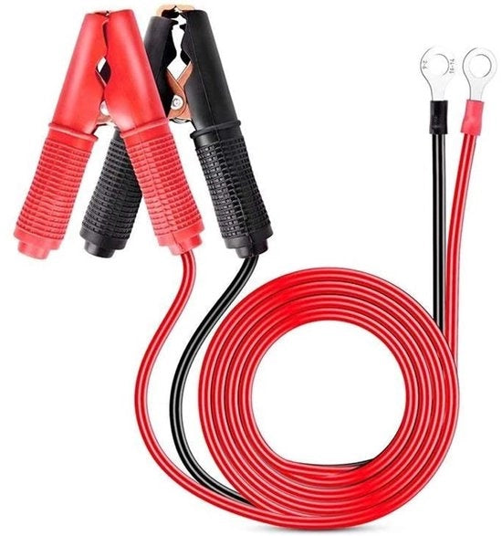 Set di 2 clip krokodile 30A - cavo di collegamento 1m - per caricabatteria auto 12V 24V - essenziale per l'auto - affidabile e robusto - adatto per ...