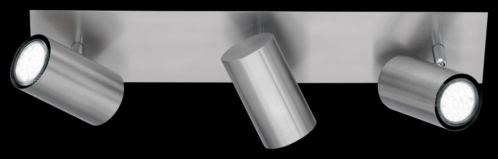 Faretti Soffitto Barra 3 Spot 3W GU10 Cilindro Acciaio Marley GD Trio