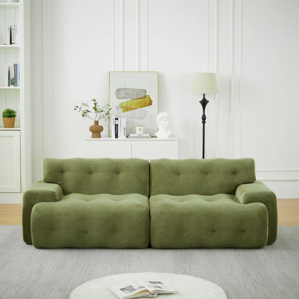 Divano 2 Posti Cloud con Braccioli Larghi e Bottoni ¨C MINIMAL ¨C Verde