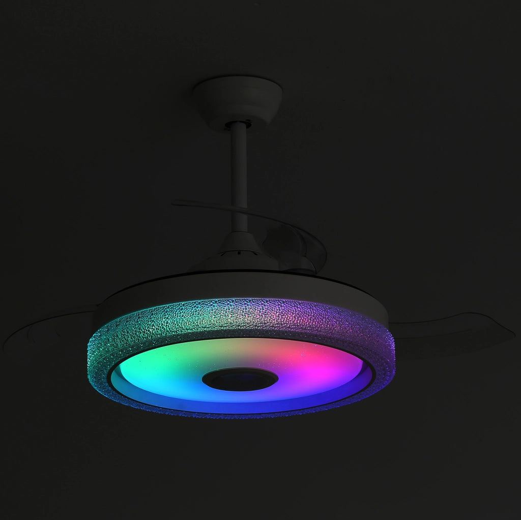 Ventilatore da soffitto invisibile 42" con 3 pale ABS, motore DC reversibile, luce LED 32W e telecomando