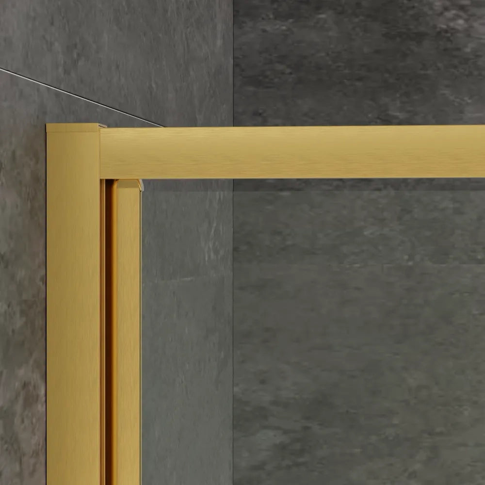 Box doccia slim 70x70cm con porta a battente e parete fissa profili oro spazzolato e vetro 6mm trasparente anticalcare h190| Portofino