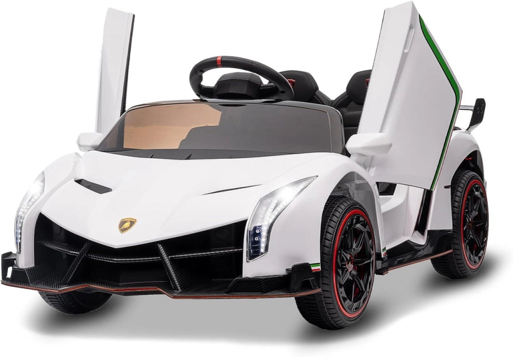 Auto Sportiva Elettrica 12V per Bambini con Porte ad Ali di Gabbiano; Funzione Dondolo e LED